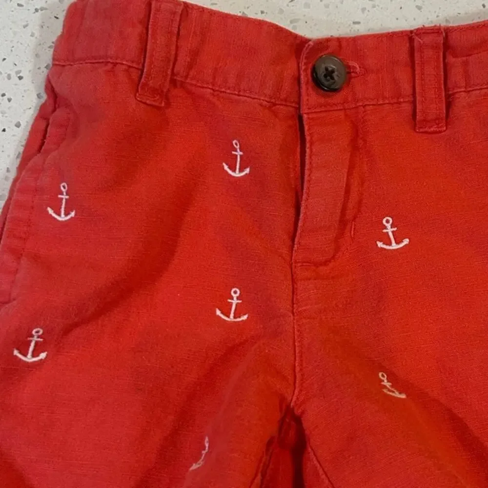 Janie and Jack Red Toddler Anchor Embroidered Shorts size 2T